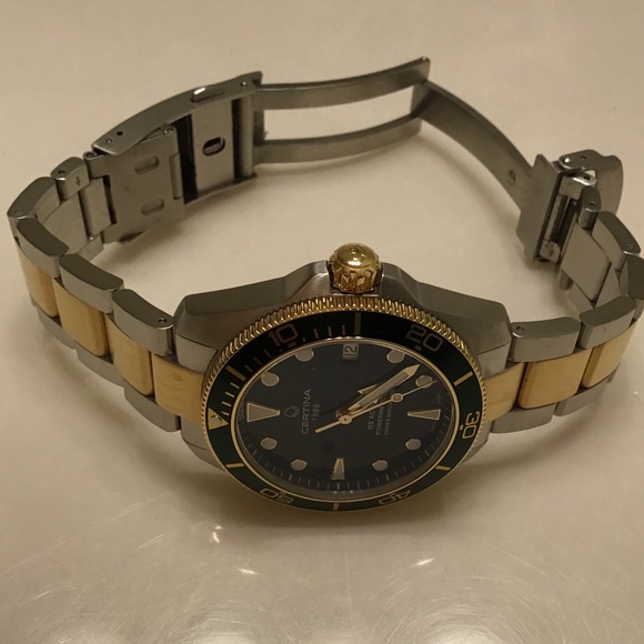 CERTINA DS ACTION POWERMATIC80 BLACK/GREEN/GOLD ON BRACELET 38MM - Picture 16 of 16